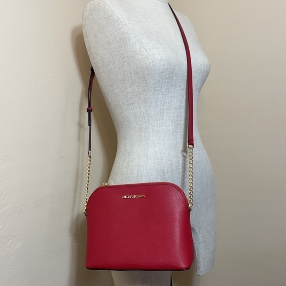 Michael Kors Dome Cindy crossbody leather bag red - Picture 2 of 8